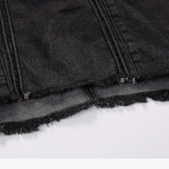 Frayed Edge Hem Denim Maxi Skirt w/Pockets - Picture 2 of 11